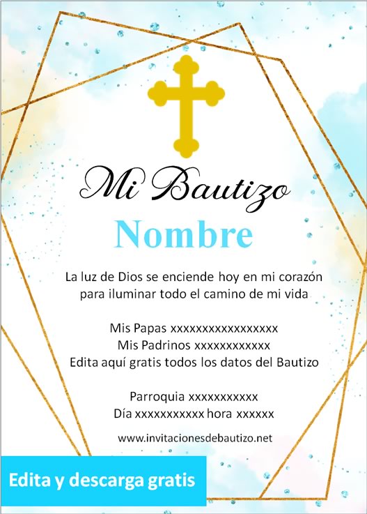 ▷ Las mejores invitaciones para bautizo de niño para editar【2020】