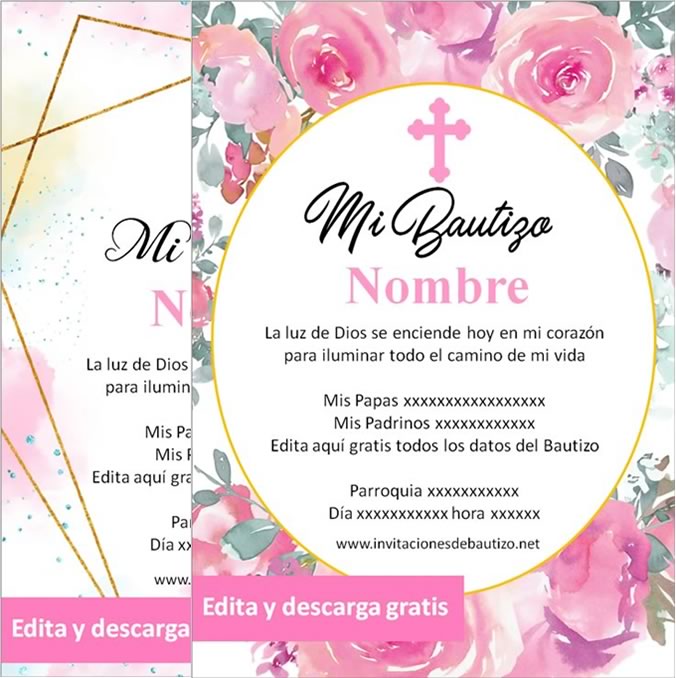 Invitaciones de Bautizo nena